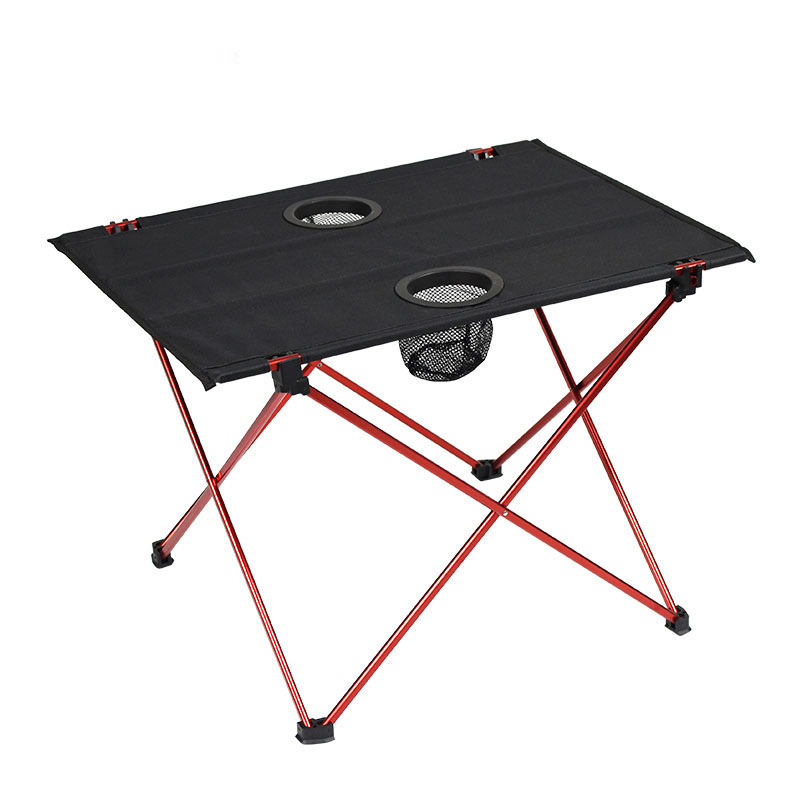 Mesa de acampamento dobrável com porta-copos