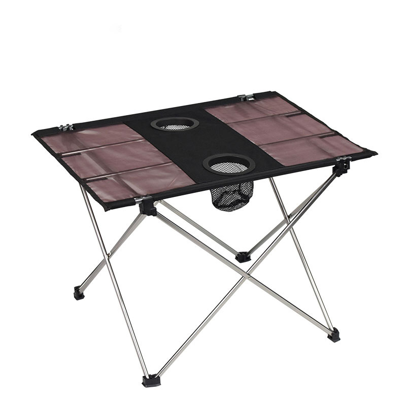 Mesa de acampamento de malha leve com porta-copos